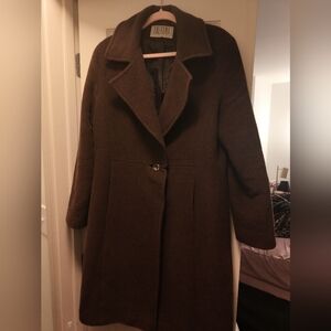 Bill Blass Dark Brown Wool Pea Coat
